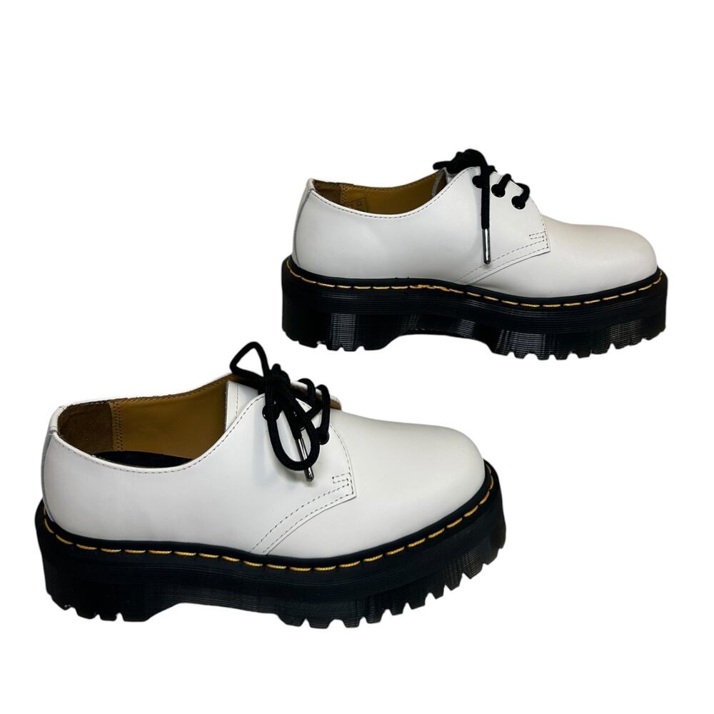 Dr. Martens Womens 1461 Quad Platform Oxford, Smooth Leather Shoes White SZ 8 US - Picture 5 of 14
